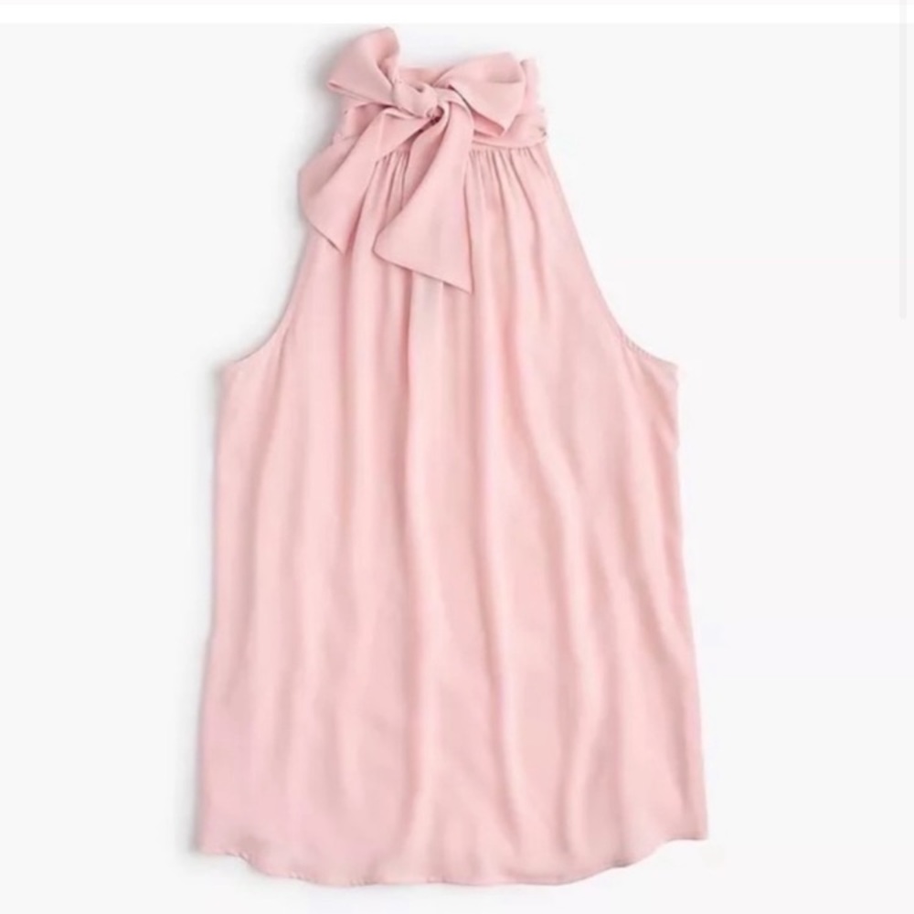 🩰 NWOT J.Crew Pink Tie-Neck Shell Blouse